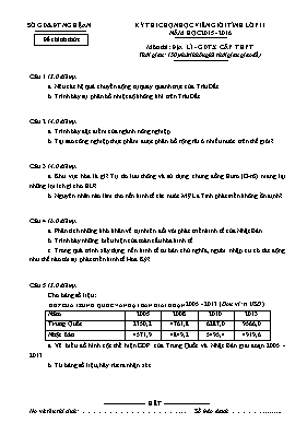 Đề thi chọn học sinh giỏi tỉnh Nghệ An lớp 11 cấp THPT năm học 2015 - 2016 môn thi Địa lí - GDTX cấp THPT